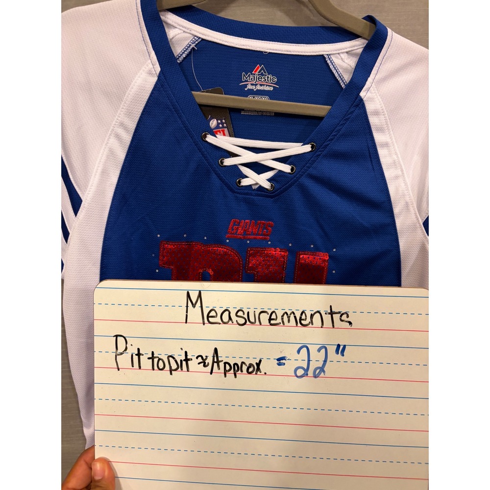 XL 172 Majestic New York Giants Womens NWT Sequin NY Lace Up NFL Football Jersey - Picture 7 of 7